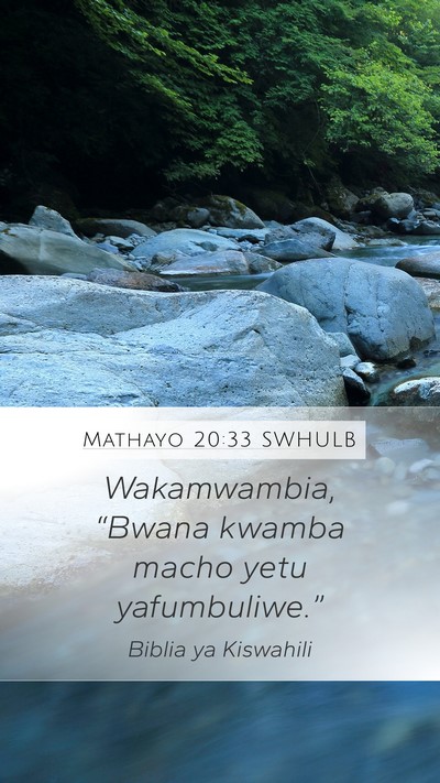Mathayo 20:33 SWHULB Mobile Phone Wallpaper - Wakamwambia, “Bwana kwamba macho yetu - Mobile Bible Verse Wallpaper