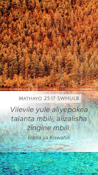 Mathayo 25:17 SWHULB Mobile Phone Wallpaper - Vilevile yule aliyepokea talanta mbili, - Mobile Bible Verse Wallpaper