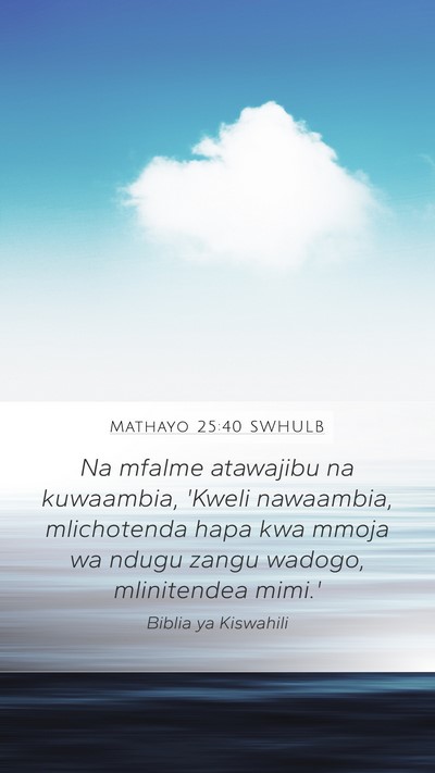 Mathayo 25:40 SWHULB Bible Verse Image