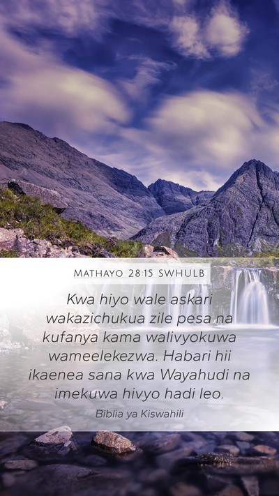 Mathayo 28:15 SWHULB Bible Verse Image