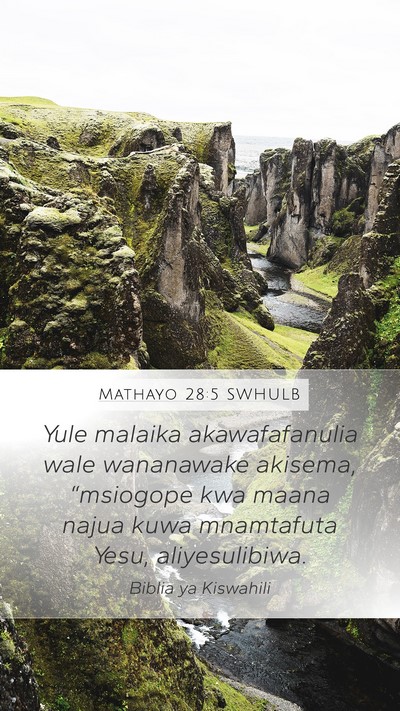 Mathayo 28:5 SWHULB Bible Verse Image