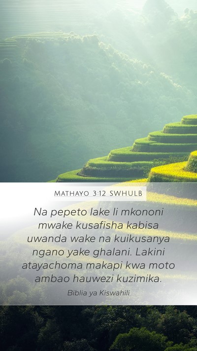 Mathayo 3:12 SWHULB Bible Verse Image