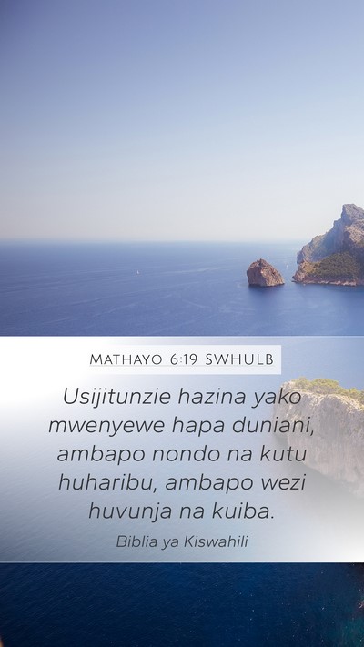 Mathayo 6:19 SWHULB Bible Verse Image