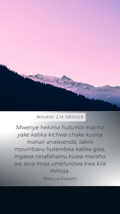 Mhubiri 2:14 SWHULB Bible Verse Image