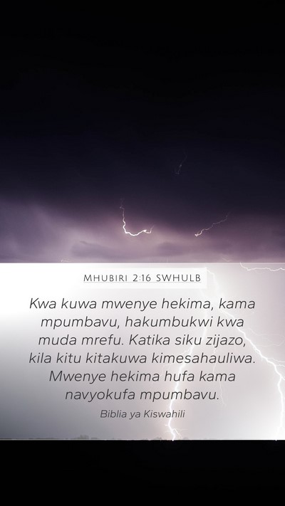 Mhubiri 2:16 SWHULB Bible Verse Image