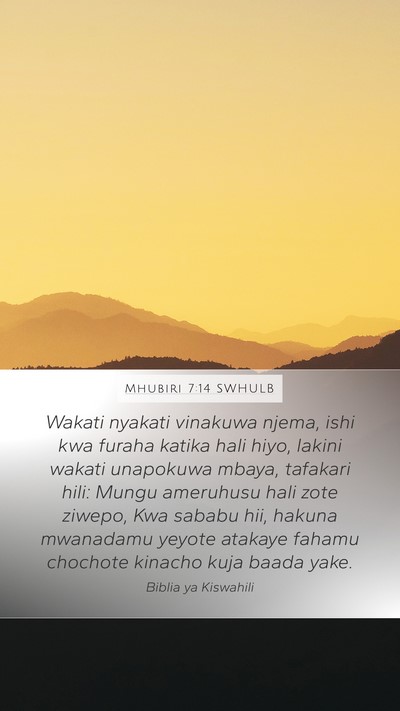 Mhubiri 7:14 SWHULB Bible Verse Image