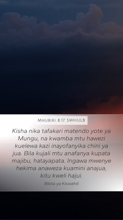 Mhubiri 8:17 SWHULB Bible Verse Image
