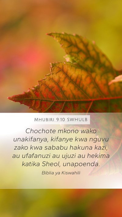Mhubiri 9:10 SWHULB Bible Verse Image
