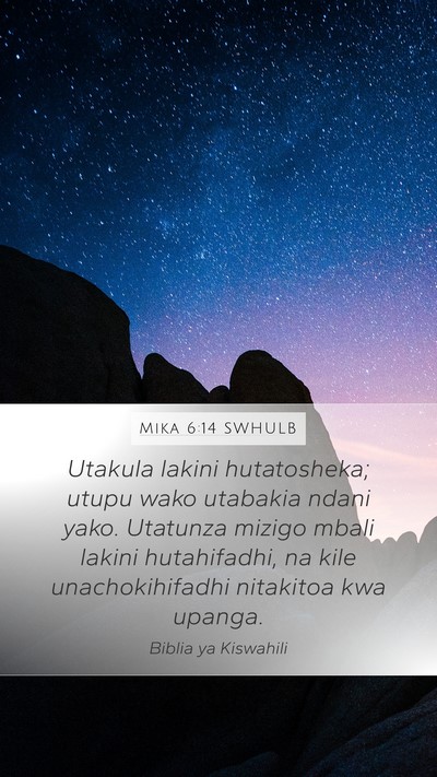 Mika 6:14 SWHULB Bible Verse Image