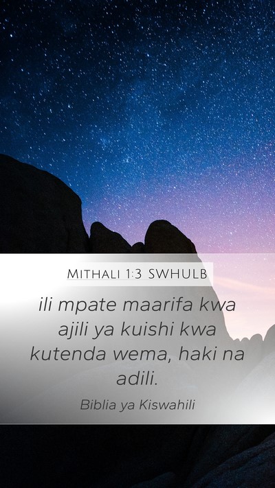 Mithali 1:3 SWHULB Bible Verse Image