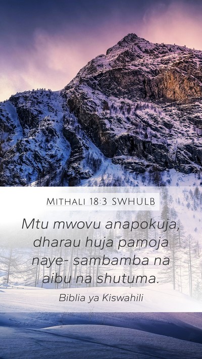Mithali 18:3 SWHULB Mobile Phone Wallpaper - Mtu mwovu anapokuja, dharau huja pamoja naye- - Mobile Bible Verse Wallpaper