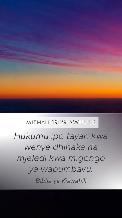 Mithali 19:29 SWHULB Bible Verse Image