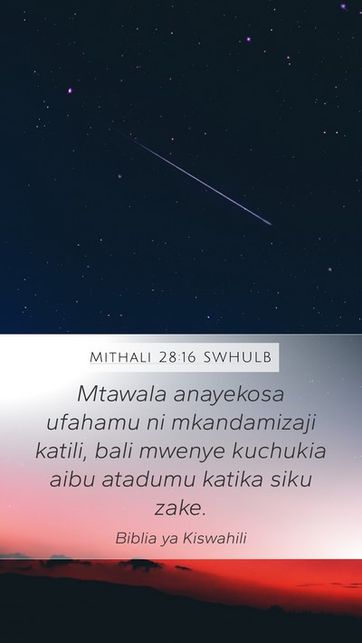 Mithali 28:16 SWHULB Bible Verse Image