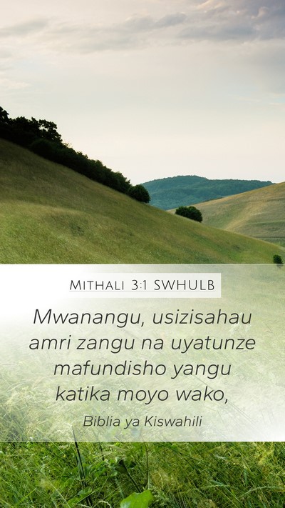 Mithali 3:1 SWHULB Bible Verse Image
