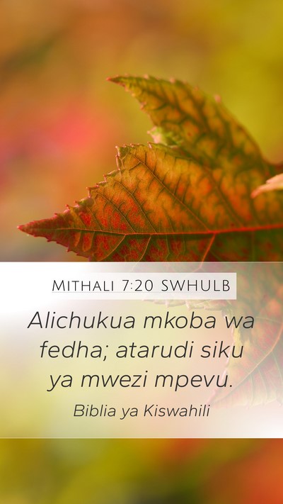 Mithali 7:20 SWHULB Mobile Phone Wallpaper - Alichukua mkoba wa fedha; atarudi siku ya mwezi - Mobile Bible Verse Wallpaper