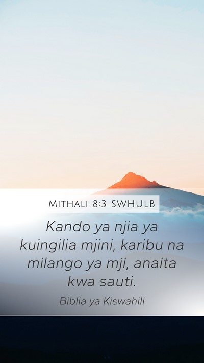 Mithali 8:3 SWHULB Mobile Phone Wallpaper - Kando ya njia ya kuingilia mjini, karibu na - Mobile Bible Verse Wallpaper