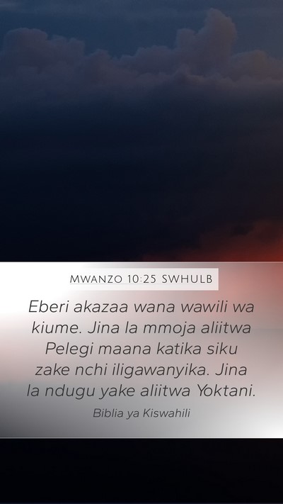 Mwanzo 10:25 SWHULB Bible Verse Image