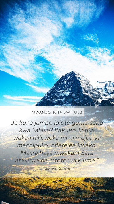 Mwanzo 18:14 SWHULB Bible Verse Image