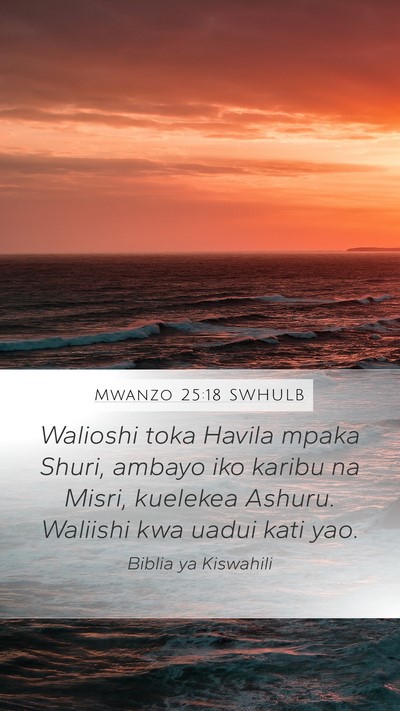 Mwanzo 25:18 SWHULB Bible Verse Image