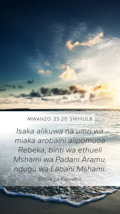 Mwanzo 25:20 SWHULB Bible Verse Image