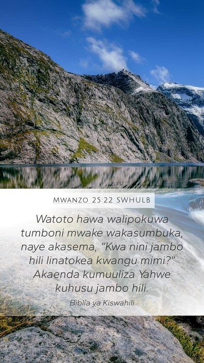 Mwanzo 25:22 SWHULB Bible Verse Image