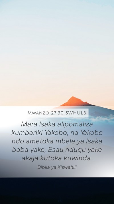 Mwanzo 27:30 SWHULB Bible Verse Image