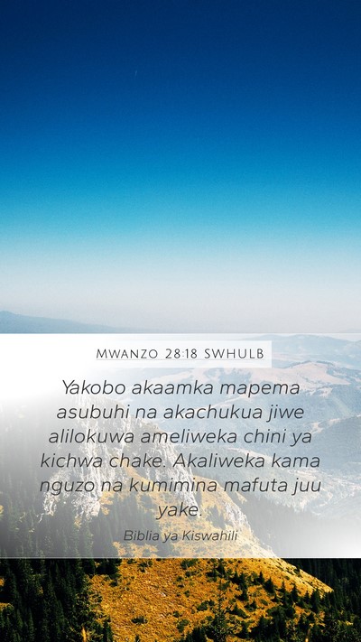 Mwanzo 28:18 SWHULB Bible Verse Image
