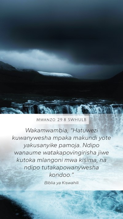 Mwanzo 29:8 SWHULB Mobile Phone Wallpaper - Wakamwambia, “Hatuwezi kuwanywesha mpaka - Mobile Bible Verse Wallpaper