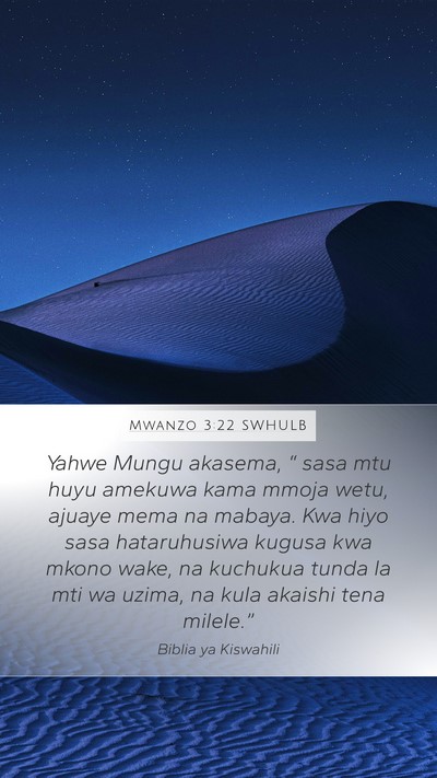 Mwanzo 3:22 SWHULB Bible Verse Image