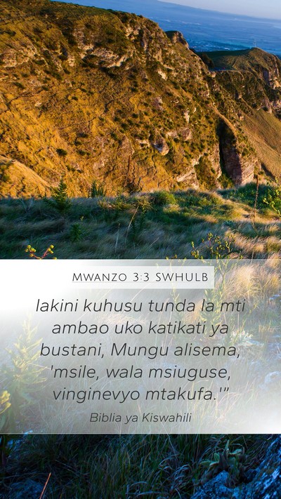 Mwanzo 3:3 SWHULB Bible Verse Image