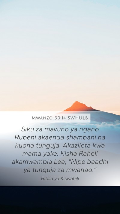 Mwanzo 30:14 SWHULB Bible Verse Image