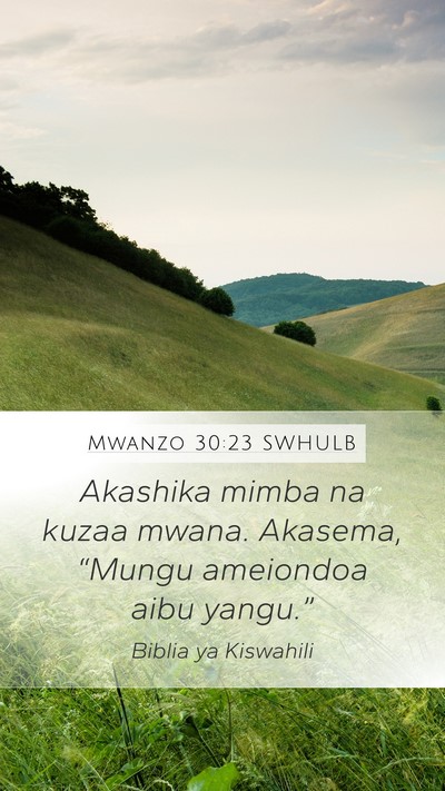 Mwanzo 30:23 SWHULB Mobile Phone Wallpaper - Akashika mimba na kuzaa mwana. Akasema, “Mungu - Mobile Bible Verse Wallpaper