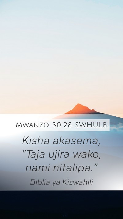 Mwanzo 30:28 SWHULB Bible Verse Image