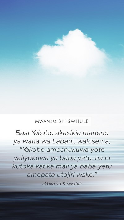 Mwanzo 31:1 SWHULB Mobile Phone Wallpaper - Basi Yakobo akasikia maneno ya wana wa Labani, - Mobile Bible Verse Wallpaper