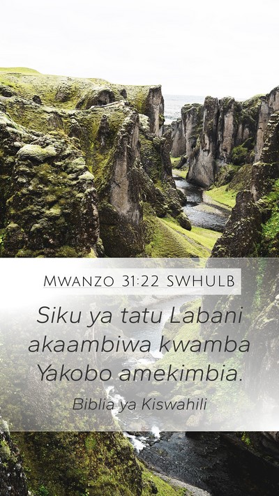 Mwanzo 31:22 SWHULB Mobile Phone Wallpaper - Siku ya tatu Labani akaambiwa kwamba Yakobo - Mobile Bible Verse Wallpaper