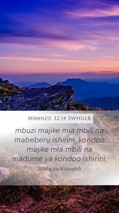 Mwanzo 32:14 SWHULB Mobile Phone Wallpaper - mbuzi majike mia mbili na mabeberu ishirini, - Mobile Bible Verse Wallpaper