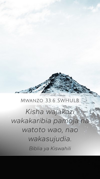 Mwanzo 33:6 SWHULB Mobile Phone Wallpaper - Kisha wajakazi wakakaribia pamoja na watoto wao, - Mobile Bible Verse Wallpaper