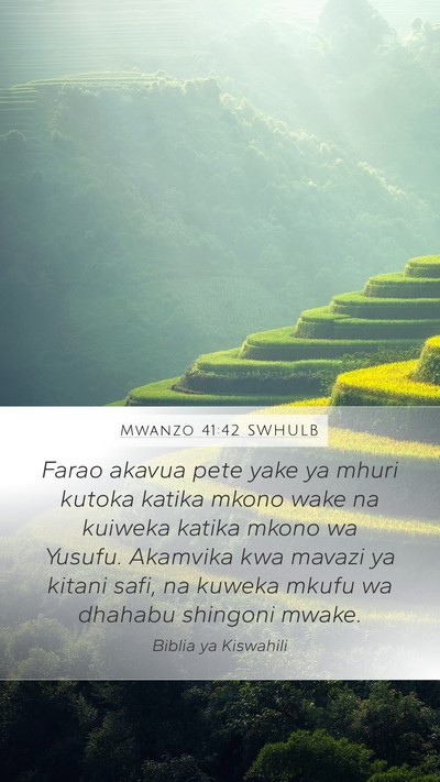Mwanzo 41:42 SWHULB Bible Verse Image