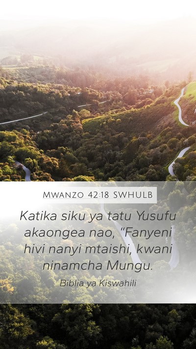 Mwanzo 42:18 SWHULB Bible Verse Image