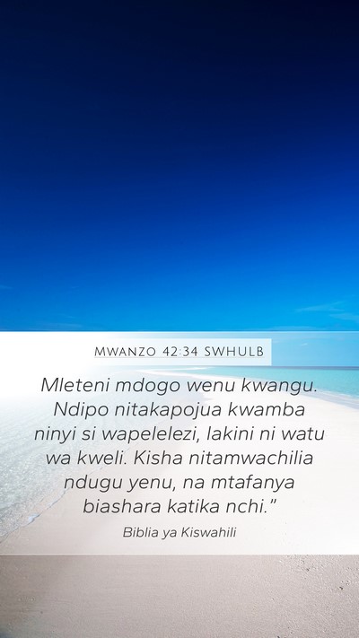 Mwanzo 42:34 SWHULB Bible Verse Image