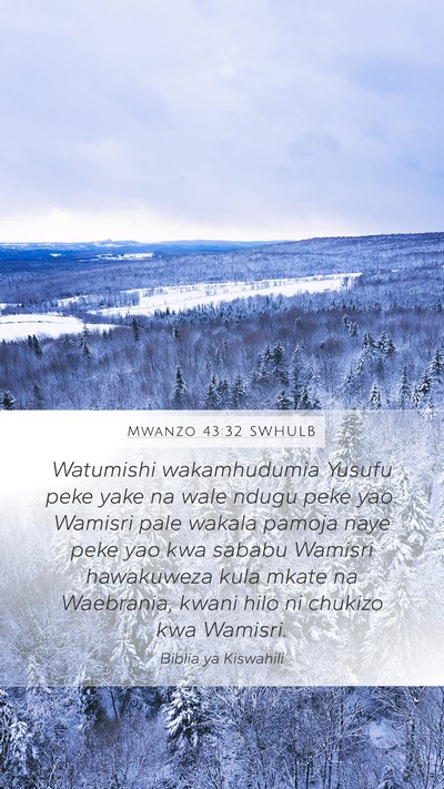 Mwanzo 43:32 SWHULB Bible Verse Image