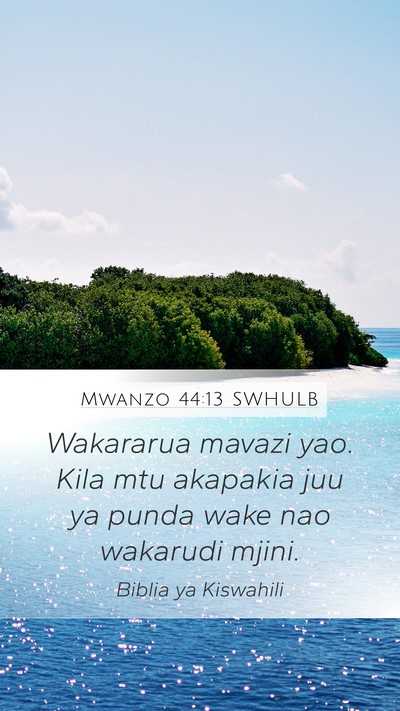 Mwanzo 44:13 SWHULB Bible Verse Image