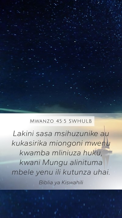 Mwanzo 45:5 SWHULB Bible Verse Image