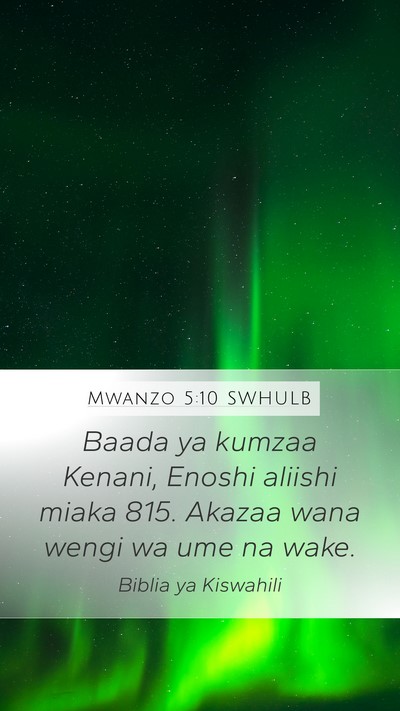 Mwanzo 5:10 SWHULB Bible Verse Image