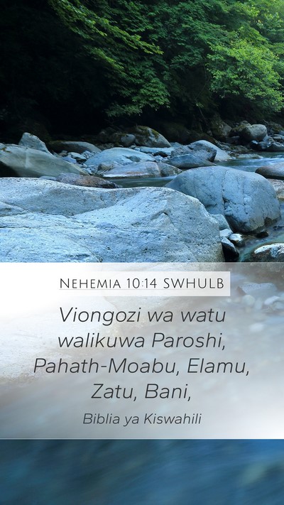 Nehemia 10:14 SWHULB Bible Verse Image