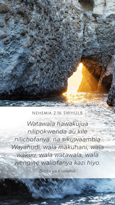 Nehemia 2:16 SWHULB Mobile Phone Wallpaper - Watawala hawakujua nilipokwenda au kile - Mobile Bible Verse Wallpaper