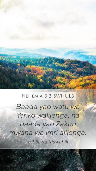 Nehemia 3:2 SWHULB Mobile Phone Wallpaper - Baada yao watu wa Yeriko walijenga, na baada yao - Mobile Bible Verse Wallpaper