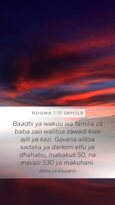 Nehemia 7:70 SWHULB Bible Verse Image