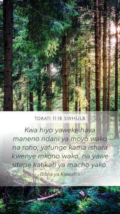 Torati 11:18 SWHULB Mobile Phone Wallpaper - Kwa hiyo yaweke haya maneno ndani ya moyo wako na - Mobile Bible Verse Wallpaper
