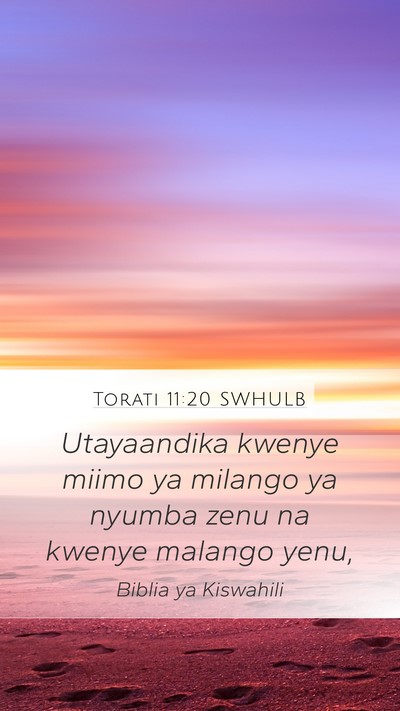 Torati 11:20 SWHULB Mobile Phone Wallpaper - Utayaandika kwenye miimo ya milango ya nyumba - Mobile Bible Verse Wallpaper